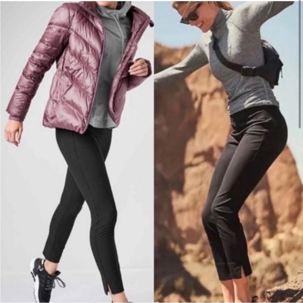 ATHLETA Wander Slim Ankle Pant Black Travel Packable Water Resistant Petite 0P